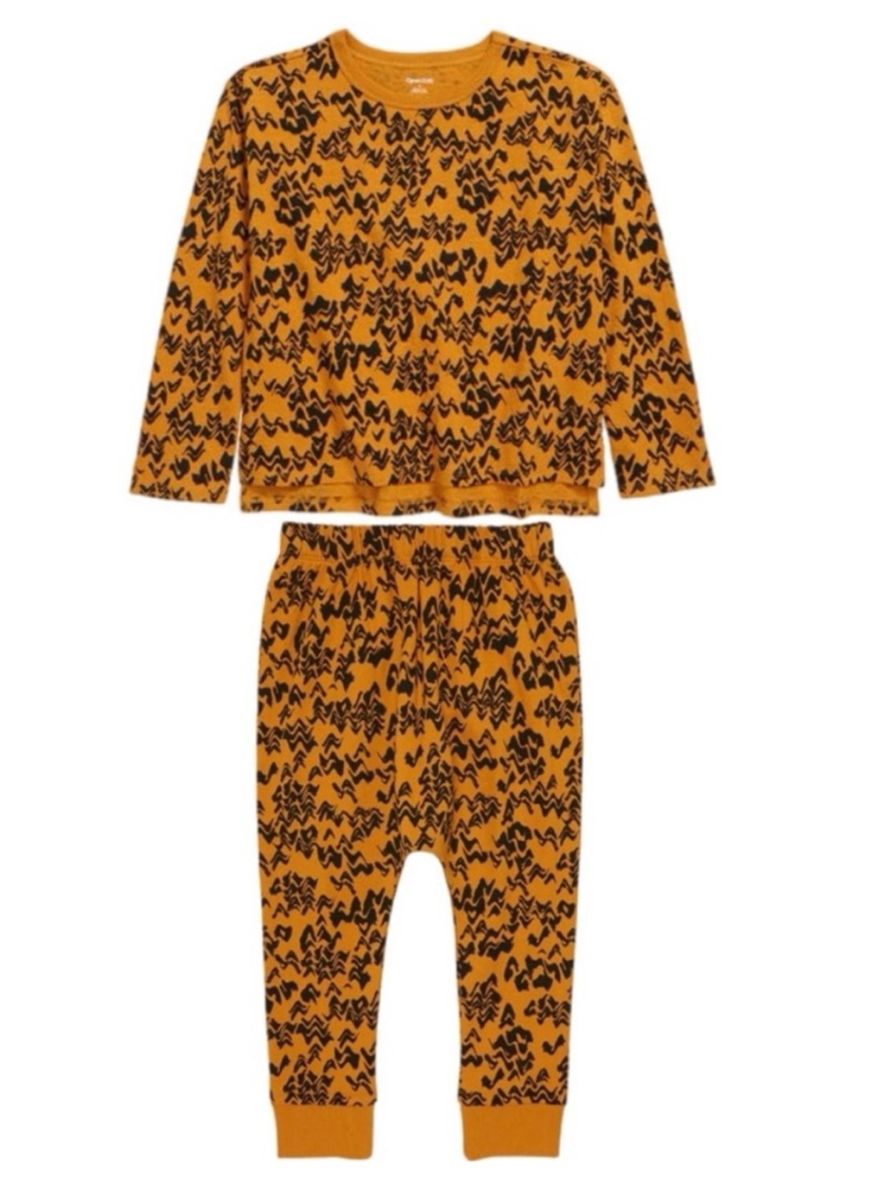 Open Edit by Nordstrom 3T Organic Cotton Matching Set Orange Black Tee Joggers